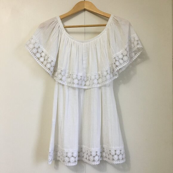 Tops - Embroidered Lace White 100% Cotton Getaway Tunic Boho Top